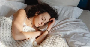 Sleep and mental health concept showing peaceful night sleep